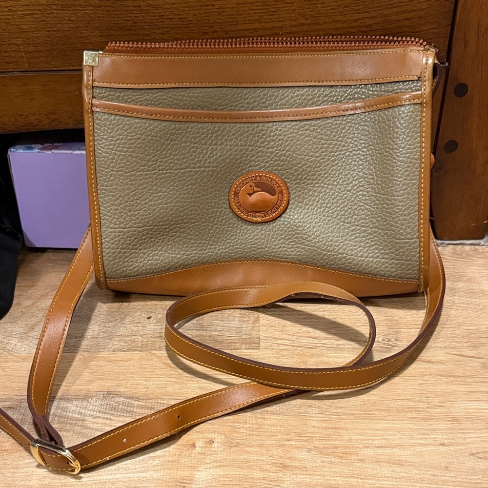 Brown and Tan Leather Crossbody Bag